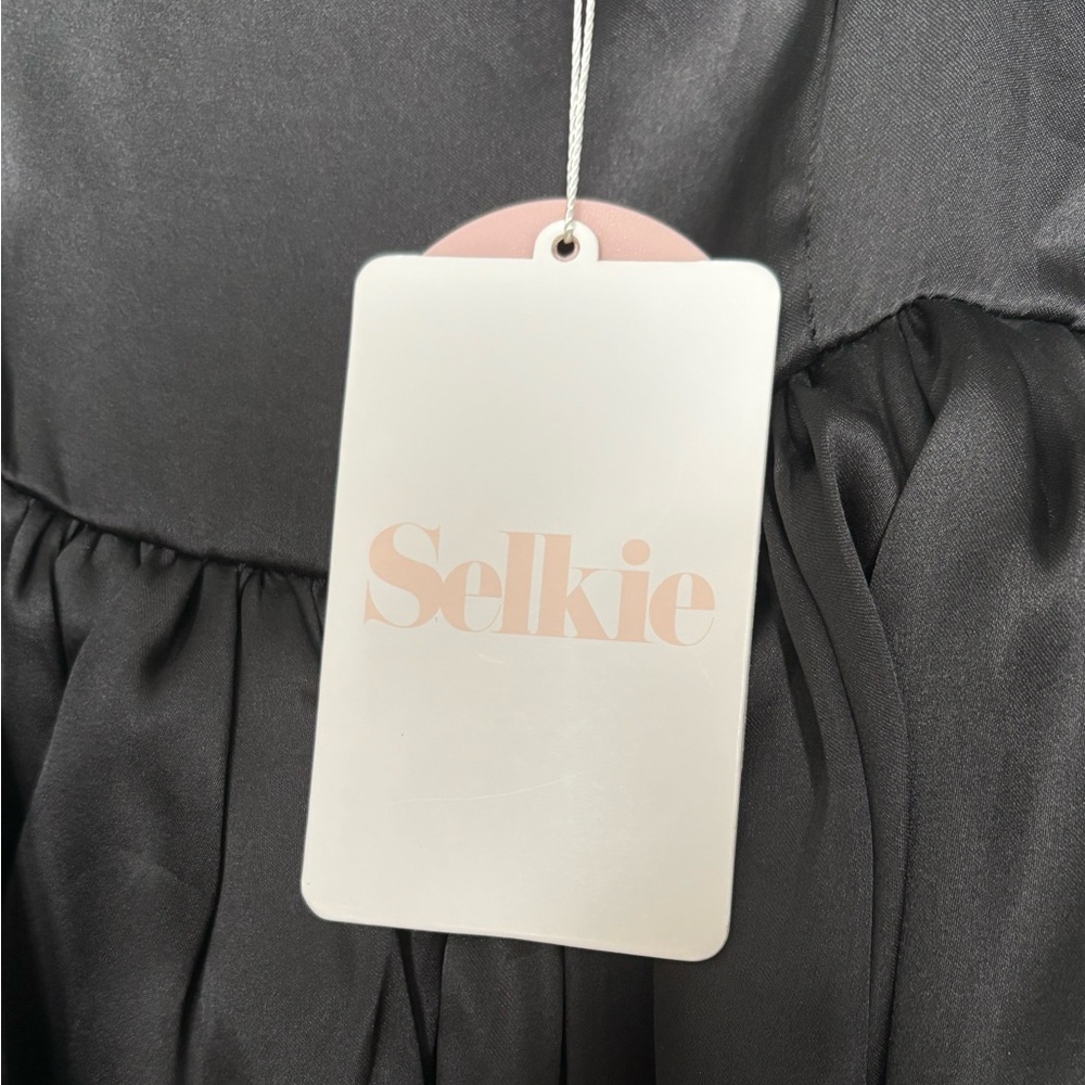 NEW NWT Selkie Silk Caviar French Puff Dress Black XS - Picture 10 of 10